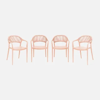 4er Set stapelbare Gartenstühle mit Seilrücken salbeigrün Jovia