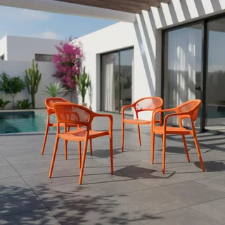 Stapelbarer Gartenstuhl Seileffekt Graugrün 4er Set Jovia