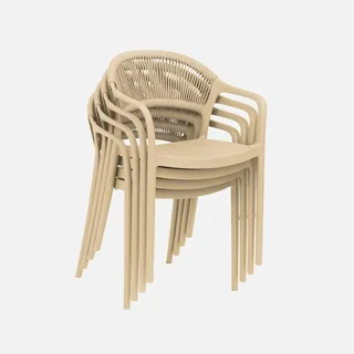 Stapelbarer Gartenstuhl Seiloptik Jovia 4er Set Grün Grau Terrasse