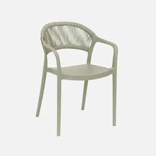 Set mit 4 stapelbaren Gartenstühlen graugrün Seiloptik Jovia