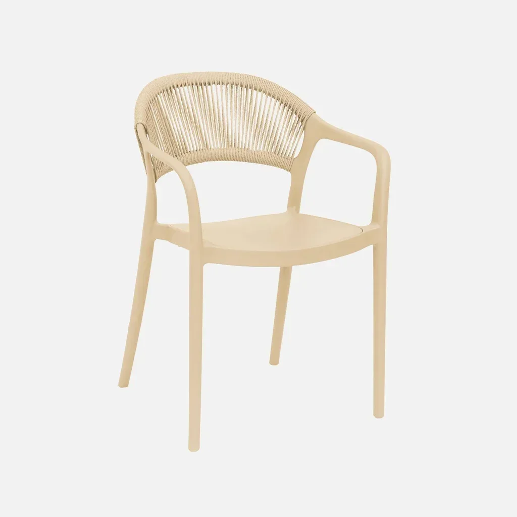 Stapelbarer Gartenstuhl Seiloptik Jovia 4er Set Grün Grau Terrasse