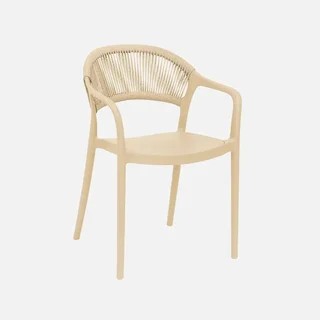 Stapelbarer Gartenstuhl Seiloptik Jovia 4er Set Grün Grau Terrasse