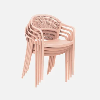 4er Set stapelbare Gartenstühle mit Seilrücken salbeigrün Jovia
