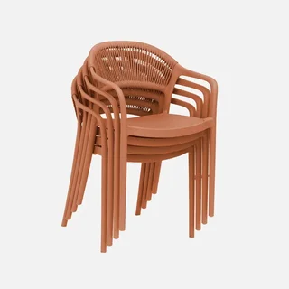 4er Set stapelbare Gartenstühle mit Seilrücken salbeigrün Jovia