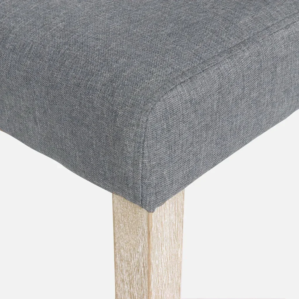 4 skandinavische Stühle Massivholz Hevea weiß gewaschen Stoffsitz Rita