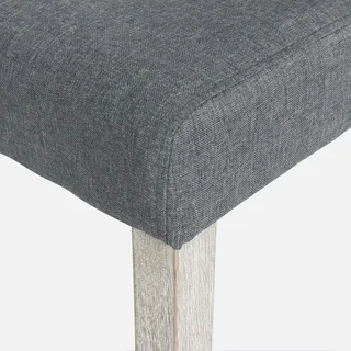 4 skandinavische Esszimmerstühle Hevea Holz weiß gewaschen Stoffsitz Set