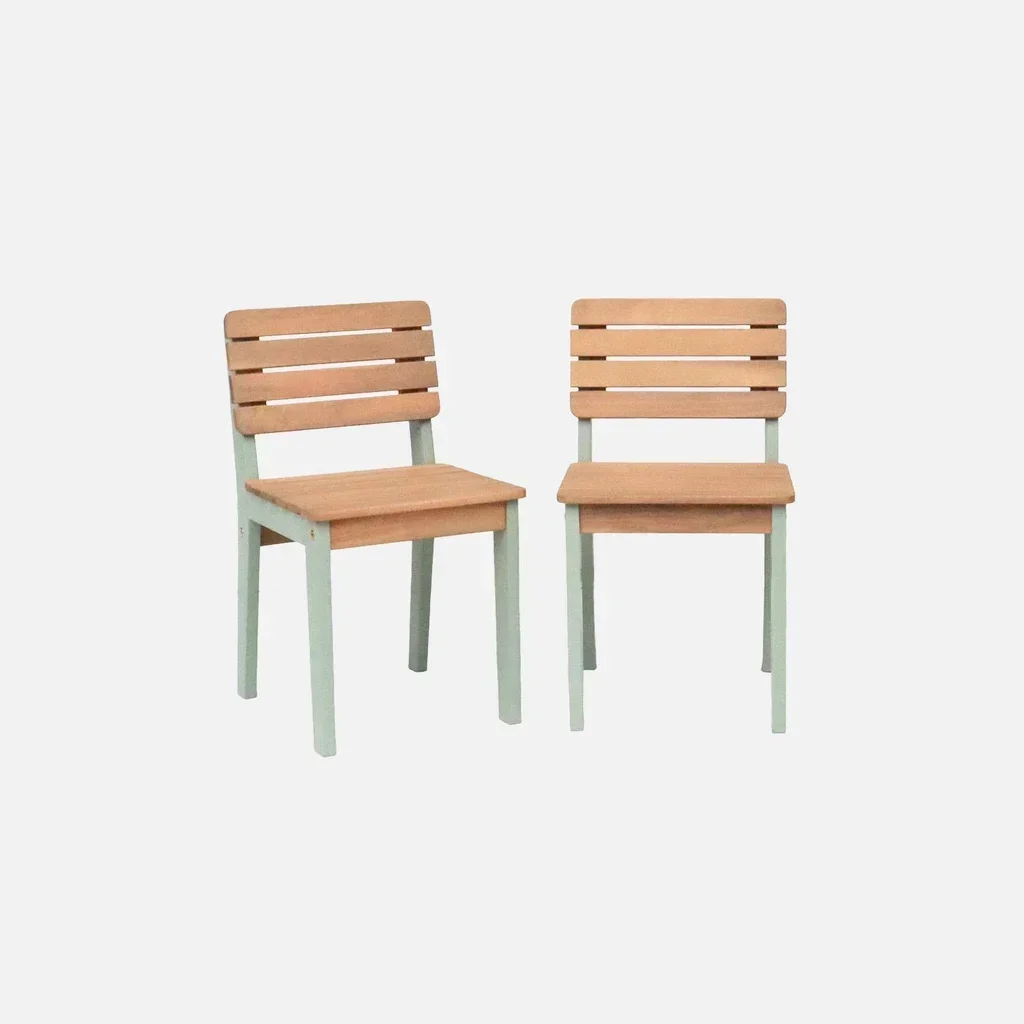 Chaise enfant bois acacia lot 2 - mobilier jardin intérieur pastel