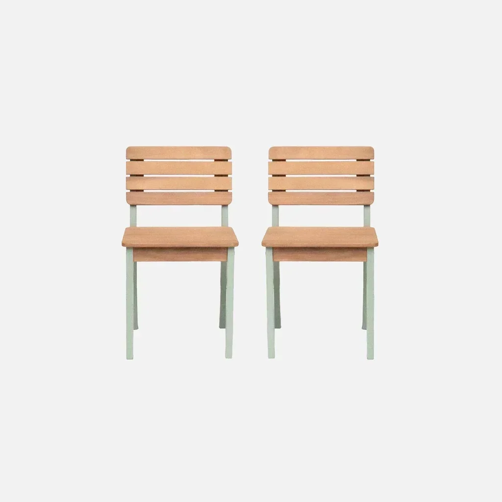 Chaise enfant bois acacia lot 2 - mobilier jardin intérieur pastel