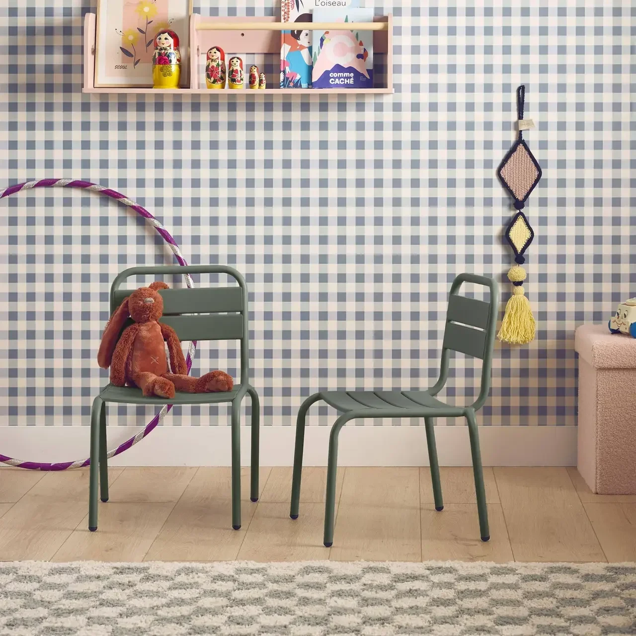 Lot 2 chaises jardin enfant métal collection Kristoff salon extérieur junior