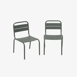 Lot 2 chaises jardin enfant métal collection Kristoff salon extérieur junior