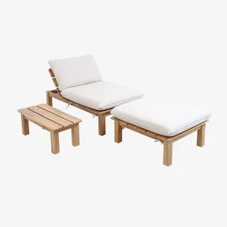 Tumbona modular de madera de acacia con cojines desenfundables para jardín