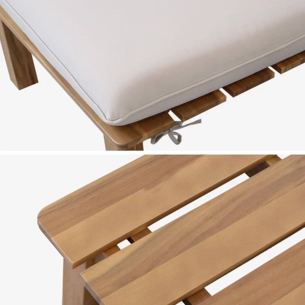 Tumbona modular de madera de acacia con cojines desenfundables para jardín