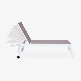 Chaise longue aluminium matelassée réglable 6 positions avec roulettes