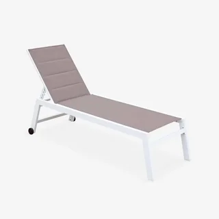 Chaise longue aluminium matelassée réglable 6 positions avec roulettes