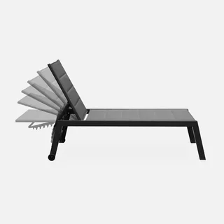 Chaise longue aluminium matelassée réglable 6 positions avec roulettes