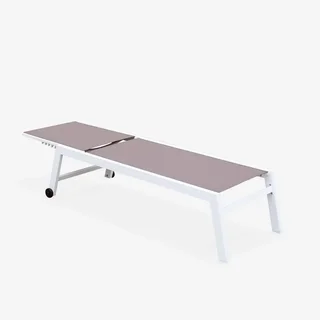 Chaise longue aluminium matelassée réglable 6 positions avec roulettes