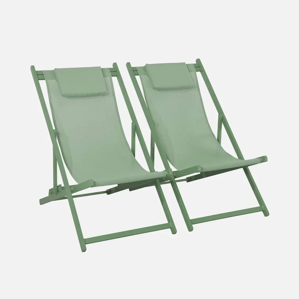 Set 2 Lettini Prendisole Alluminio Multiposizione Textilene Esterno Giardino Piscina