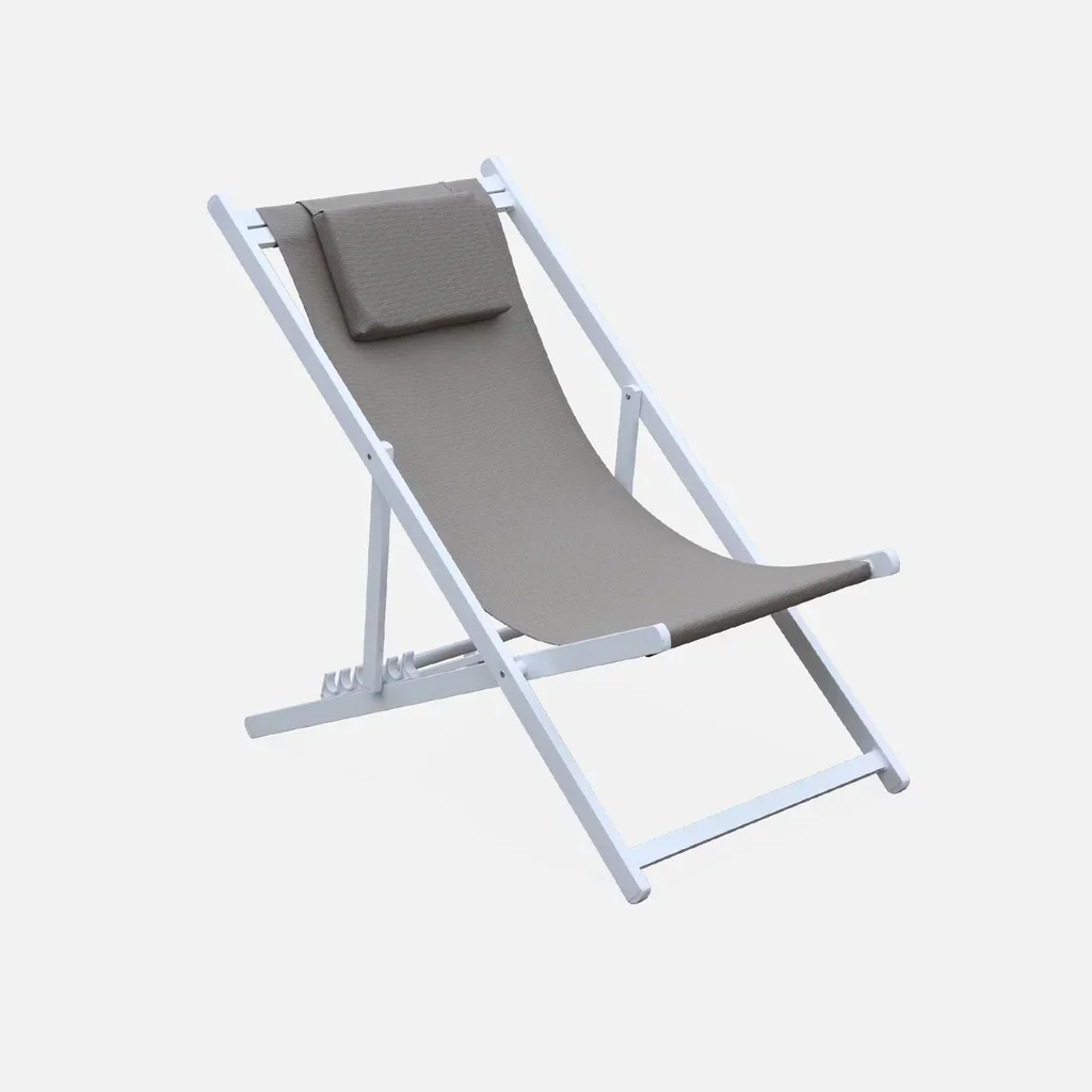 Sdraio Alluminio Textilene Set 2 Multi-posizione Giardino Esterno Lettino Prendisole