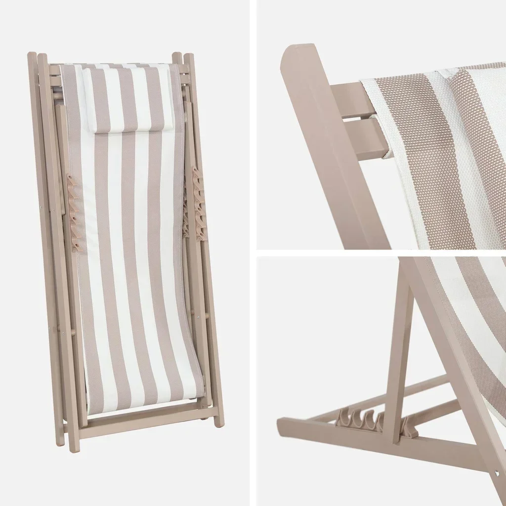 Sdraio Alluminio Textilene Set 2 Multi-posizione Giardino Esterno Lettino Prendisole