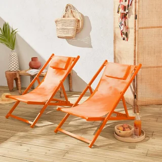 Sdraio Alluminio Textilene Set 2 Multi-posizione Giardino Esterno Lettino Prendisole