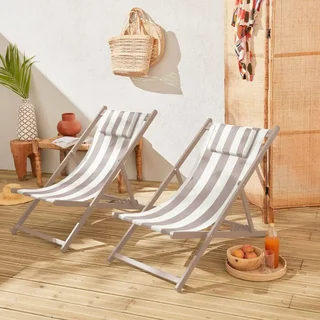 Sdraio Alluminio Textilene Set 2 Multi-posizione Giardino Esterno Lettino Prendisole