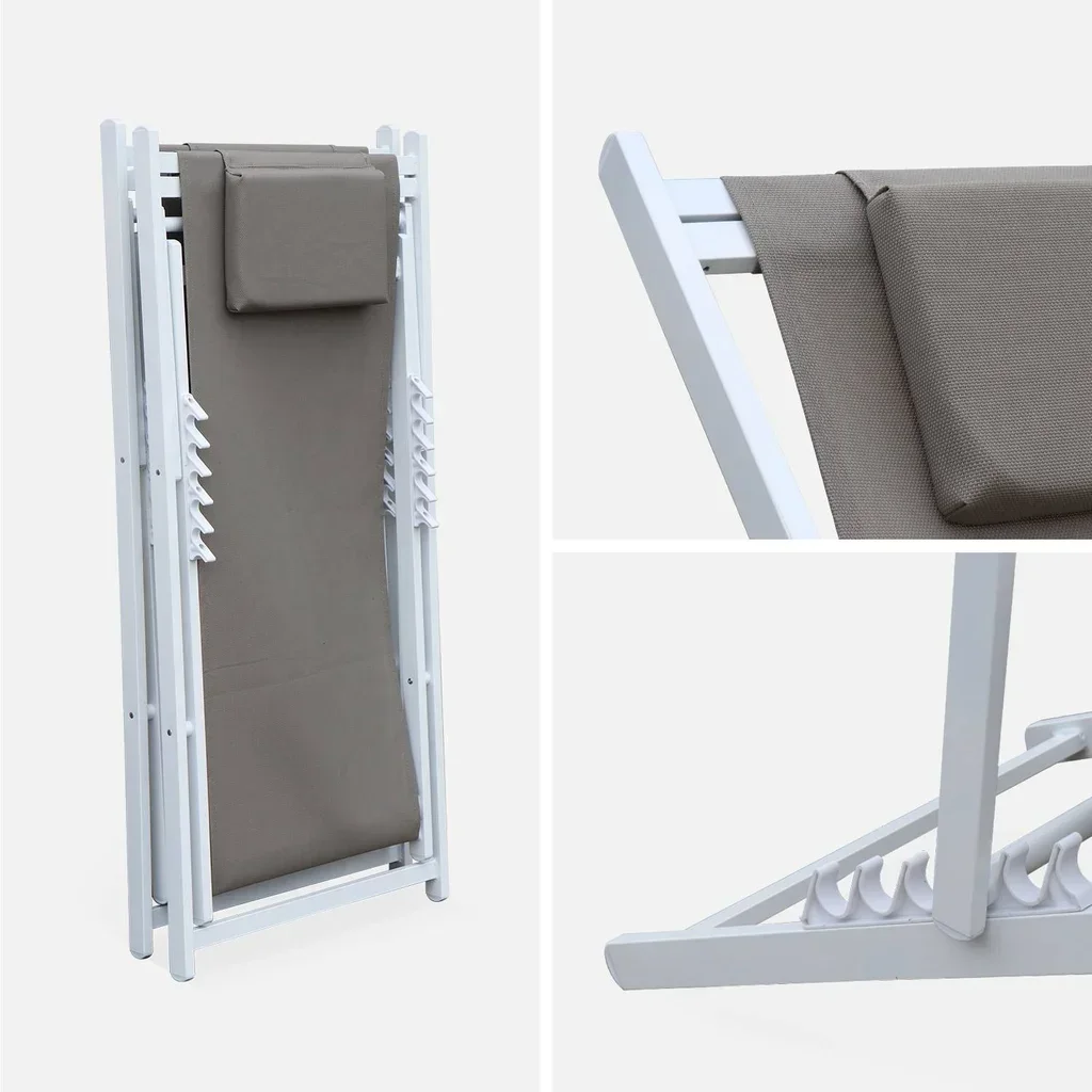 Sdraio Alluminio Textilene Set 2 Multi-posizione Giardino Esterno Lettino Prendisole