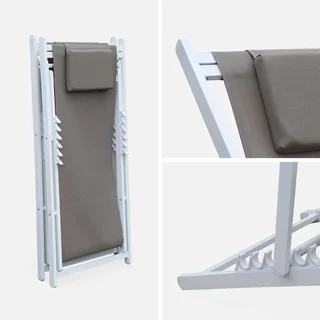 Sdraio Alluminio Textilene Set 2 Multi-posizione Giardino Esterno Lettino Prendisole