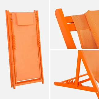 Sdraio Alluminio Textilene Set 2 Multi-posizione Giardino Esterno Lettino Prendisole