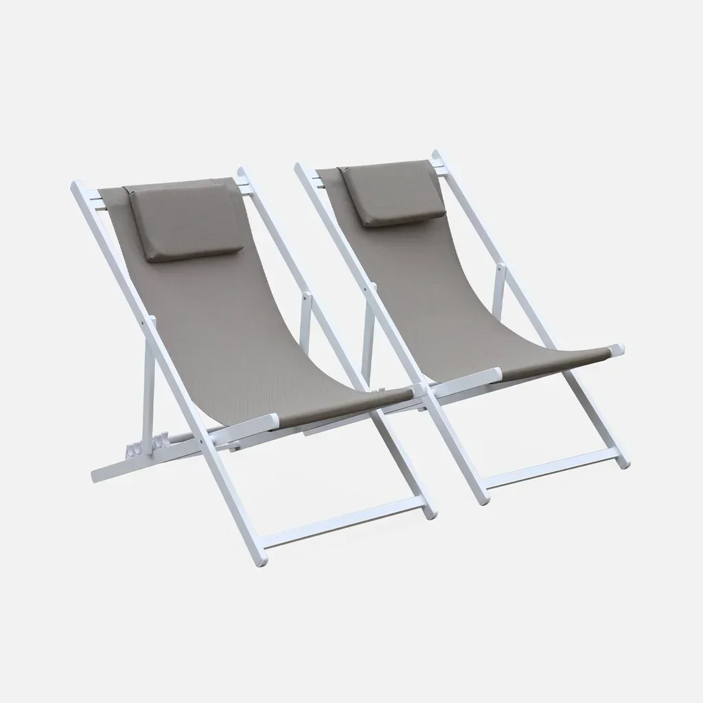 Sdraio Alluminio Textilene Set 2 Multi-posizione Giardino Esterno Lettino Prendisole