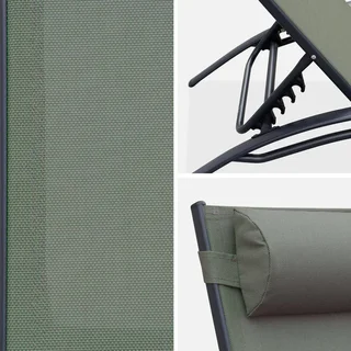 2 transats aluminium multi-positions textilène anthracite Louisa