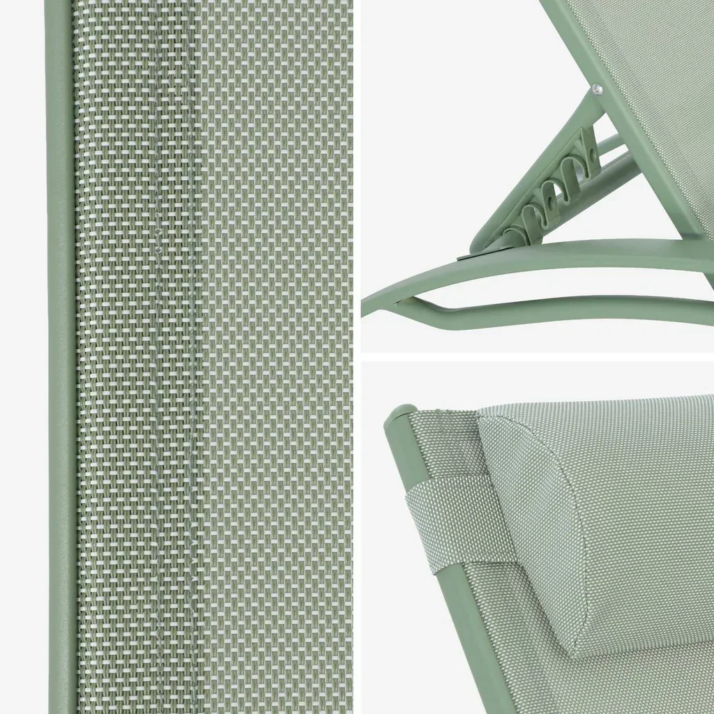 2 transats aluminium textilène anthracite multi-positions empilables