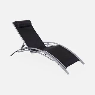 Chaise longue aluminium multi-positions lot de 2 bain de soleil Louisa