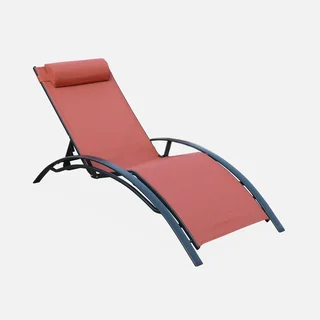 Lot de 2 transats aluminium dossier inclinable 4 positions textilène anthracite