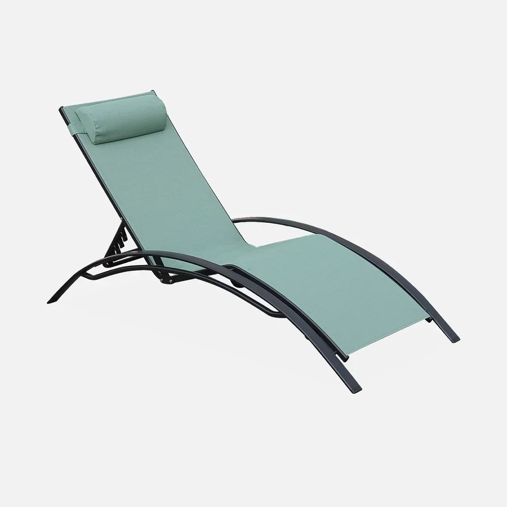 Lot de 2 transats aluminium dossier inclinable 4 positions textilène anthracite