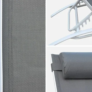 2 transats aluminium multi-positions textilène anthracite Louisa