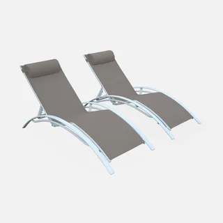 Lot de 2 transats aluminium dossier inclinable 4 positions textilène anthracite