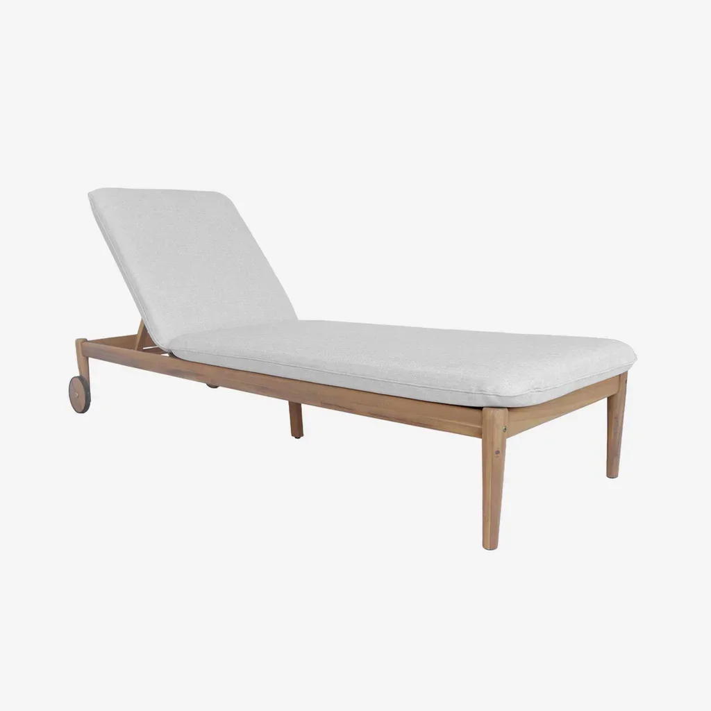 Chaise longue bois acacia réglable à roulettes Sola