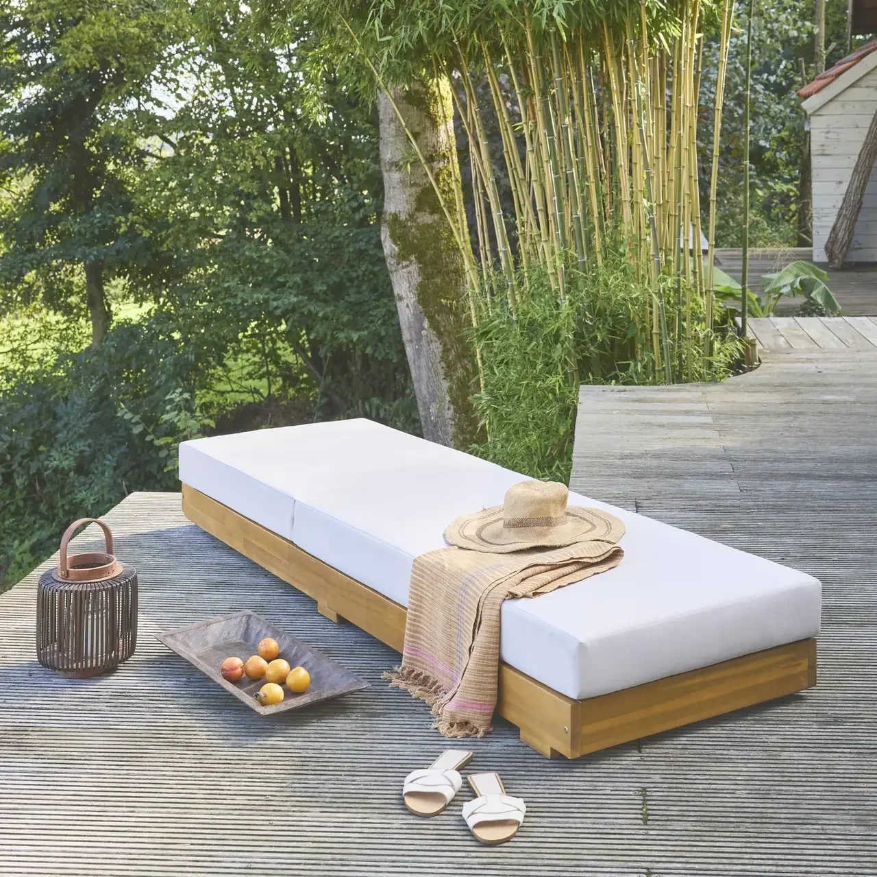 Chaise longue bois acacia réglable roulettes Dorina