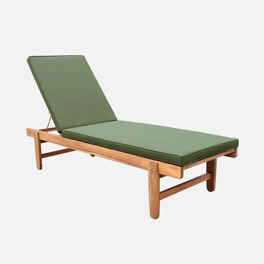 Espreguiçadeira Jardim Madeira Acácia Ajustável com Rodas - Conjunto 2 Espreguiçadeiras Exterior com Almofadas Macias 6cm
