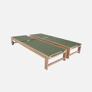 Chaise longue jardin bois acacia réglable à roulettes - Lot 2 transats extérieur