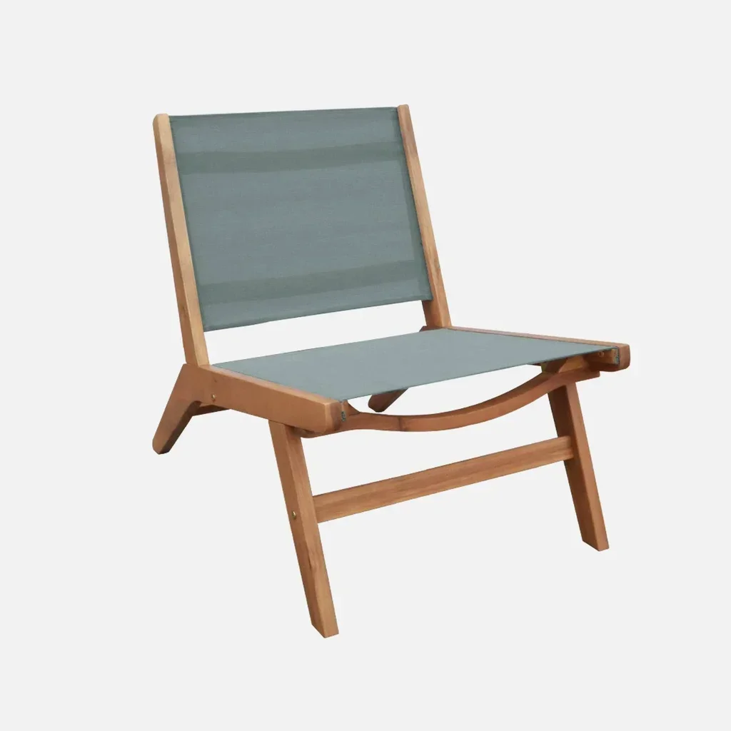Chaise longue jardin bois acacia textilène lot 2 fauteuils relax extérieur