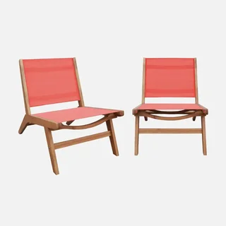 Chaise longue jardin bois acacia textilène lot 2 fauteuils relax extérieur