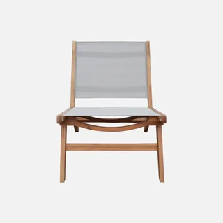 Chaise longue bois acacia textilène lot 2 fauteuils relax jardin terrasse