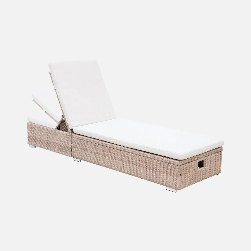 Chaise Longue Jardim OLBIA Reclinável 5 Posições Vime Rattan Sintético Exterior Terraço