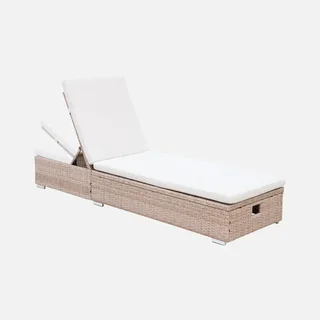 Chaise Longue Jardim OLBIA Reclinável 5 Posições Vime Rattan Sintético Exterior Terraço