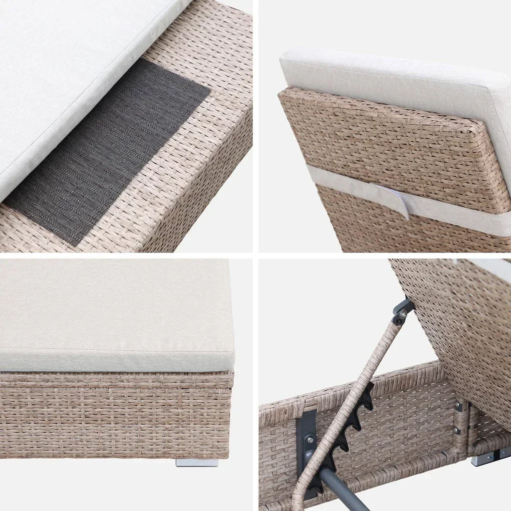 Chaise Longue Jardim OLBIA Reclinável 5 Posições Vime Rattan Sintético Exterior Terraço