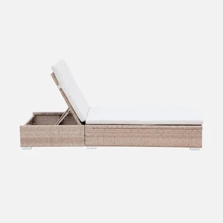 Chaise Longue Jardim OLBIA Reclinável 5 Posições Vime Rattan Sintético Exterior Terraço