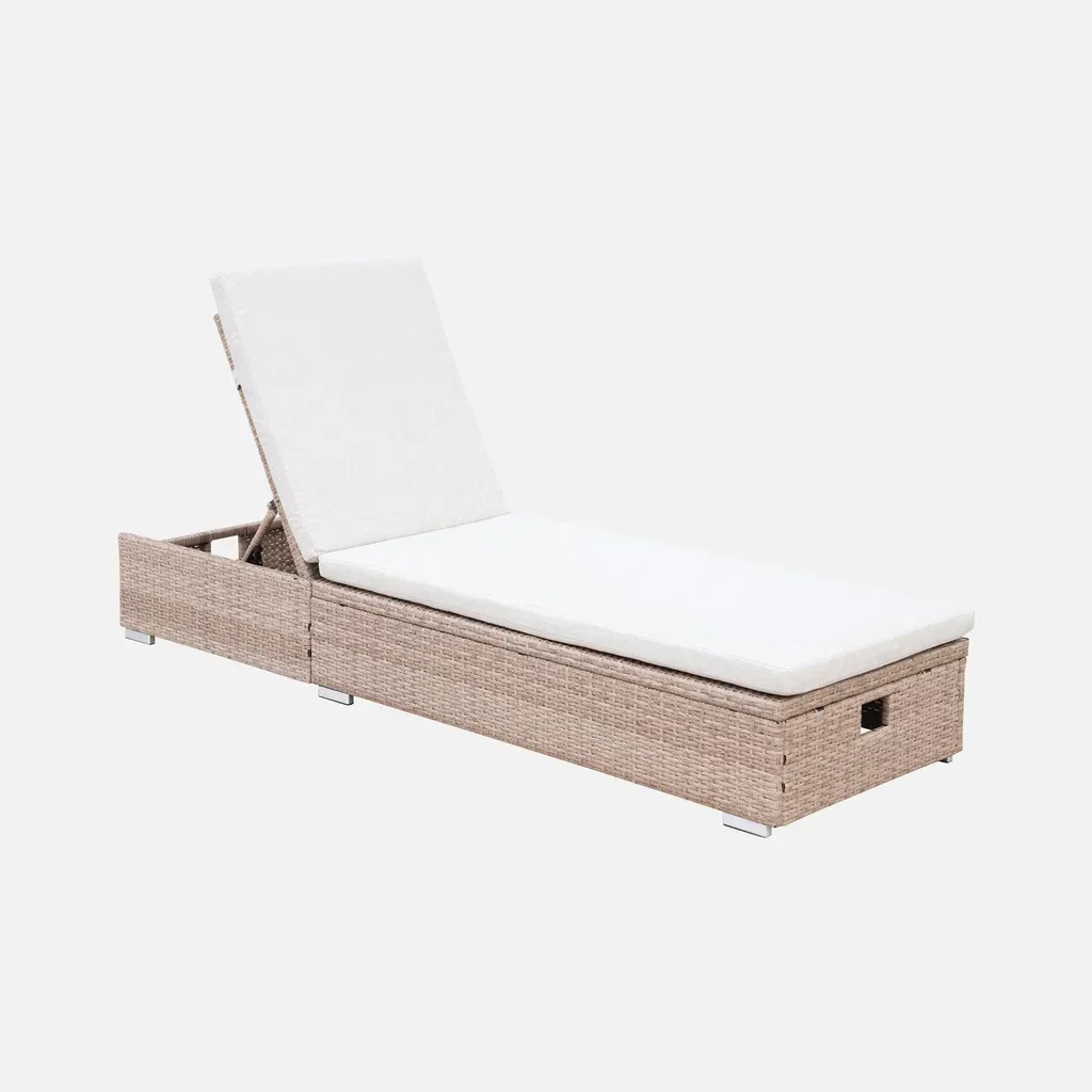 Chaise Longue Jardim OLBIA Reclinável 5 Posições Vime Rattan Sintético Exterior Terraço
