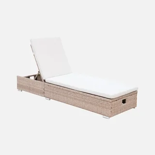 Chaise Longue Jardim OLBIA Reclinável 5 Posições Vime Rattan Sintético Exterior Terraço