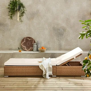 Chaise Longue Jardim OLBIA Reclinável 5 Posições Vime Rattan Sintético Exterior Terraço